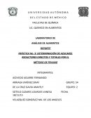 PRÁCTICA No. 9: DETERMINACIÓN DE AZUCARES REDUCTORES DIRECTOS Y TOTALES POR EL MÉTODO DE FEHLING