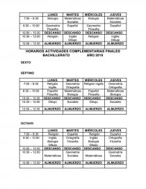 HORARIO ACTIVIDADES COMPLEMENTARIAS FINALES. Página 1