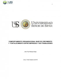 COMPORTAMIENTO ORGANIZACIONAL BASE DE CRECIMIENTO Y FORTALECIMIENTO ENTRE EMPRESAS Y SUS TRABAJDORES. Página 1
