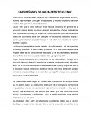 LA ENSEÑANZA DE LAS MATEMÁTICAS EN 6º