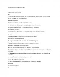 Literatura: Contesta a las siguientes preguntas. Página 1