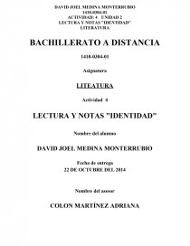 LECTURA Y NOTAS IDENTIDAD. Página 1