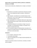 Escribe sobre los diferencias y semejanzas entre el colegio y la universidad.