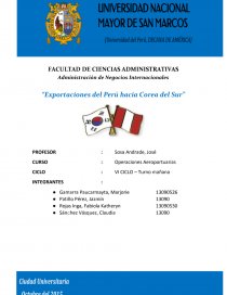 Administración de Negocios Internacionales “Exportaciones del Perú hacia Corea del Sur”. Página 1