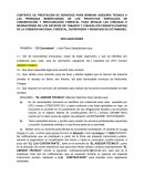 CONTRATO DE PRESTACIÓN DE SERVICIOS PARA BRINDAR ASESORÍA TÉCNICA