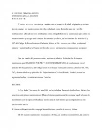 Demanda de divorcio mutuo consentimento. Página 1