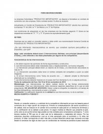 FORO MACROECONOMÍA PRODUCTOS IMPORTANTES. Página 1