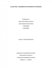 TALLER FINAL FUNDAMENTOS DE MATEMÁTICA FINANCIERA. Página 1