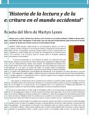 Reseña de martyn lyons, "historia de la lectura y escritura en el mundo occidental"