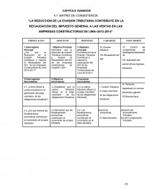 TRIBUTACIÓN DEL IMPUESTO GENERAL A LAS VENTAS EN EMPRESAS CONSTRUCTORAS DE LIMA METROPOLITANA 2013-2014. Página 34
