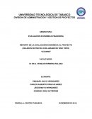 REPORTE DE LA EVALUACIÓN ECONÓMICA AL PROYECTO (HELADOS DE FRUTAS CON JARABE DE VINO TINTO) “ICE WINE”