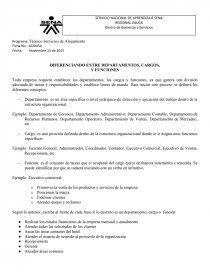 DIFERENCIANDO ENTRE DEPARTAMENTOS, CARGOS, Y FUNCIONES. Página 1