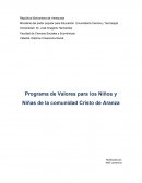 Programa de Valores para los Niños y Niñas de la comunidad Cristo de Aranza