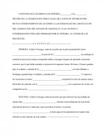 Modelo de Convenio de divorcio. Página 1