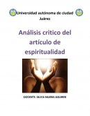 Análisis critico del artículo de espiritualidad