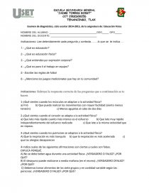 Examen de diacnostico educacion fisica 1secundaria. Página 1