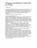 Preguntas Que Realizan En Entrevista De Trabajo