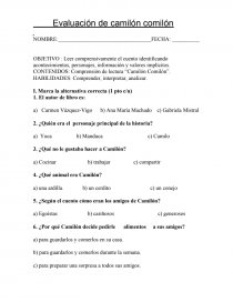 Prueba lectura complementaria Camilon comilon. Página 1