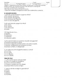 PRUEBA DE COMPRENSIÓN DE LECTORA 5 BÁSICO “CUENTOS DE OSCAR WILDE”. Página 1