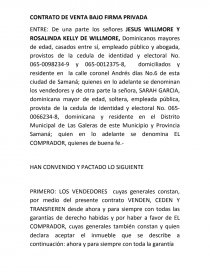 CONTRATO DE VENTA BAJO FIRMA PRIVADA. Página 1