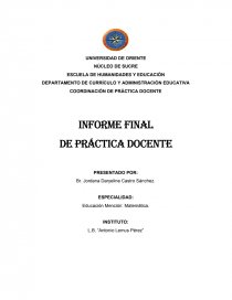 INFORME FINAL DE PRÁCTICA DOCENTE. Página 1