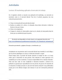 Actividades Lectura: El marketing aplicado al mercado de trabajo. Página 1