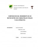 COMPARACIÓN DEL RENDIMIENTO DE UN MOTOR ENTRE DOS COMBUSTIBLES FOSILES Y UN ALTERNATIVO.