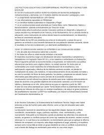 LAS POLÍTICAS EDUCATIVAS CONTEMPORÁNEAS, PROPÓSITOS Y ESTRUCTURA ESCOLAR. Página 1