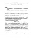 Influencia de la concentracion de los reactivos en la velocidad de una reaccion