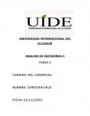 Analisis de deciciones En esta tarea, se tratará sobre los sistemas decisorios: