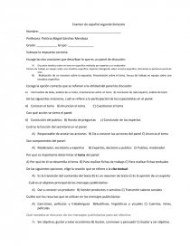 Examen test de idioma Español. Página 1