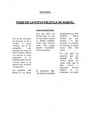 Opinión. Filme de la nueva película de marvel.Bravo Fortanel Axel.