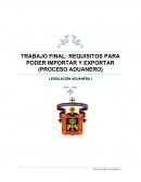 TRABAJO FINAL: REQUISITOS PARA PODER IMPORTAR Y EXPORTAR (PROCESO ADUANERO)