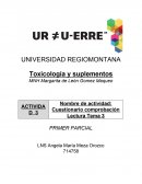 Toxicología y suplementos - Cuestionario