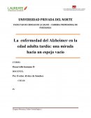 La enfermedad del Alzheimer en la edad adulta tardía: una mirada hacia un espejo vacío