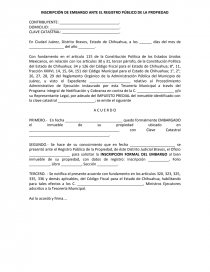 Modelo Carta-inscripción de embargo. Página 1