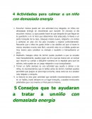 Actividades para calmar un niño con demasiada energía