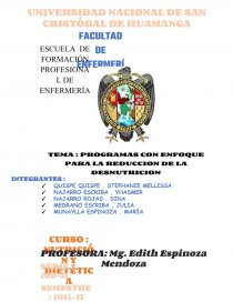 PROGRAMAS CON ENFOQUE PARA LA REDUCCION DE LA DESNUTRICION. Página 1