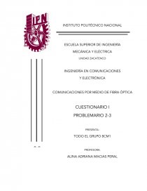 COMUNICACIONES POR MEDIO DE FIBRA ÓPTICA: CUESTIONARIO. Página 1