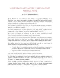 LAS MEDIDAS CAUTELARES EN EL NUEVO CÓDIGO PROCESAL PENAL. Página 1