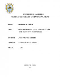 RESPONSABILIDAD CIVIL Y ADMINISTRATIVA POR PRODUCTOS DEFECTUOSOS. Página 1