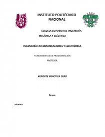 Práctica cero Fundamentos de programación ESIME. Página 1