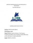 Reflexión sobre el Artículo 3º de Nuestra Constitución Política de los Estados Unidos Mexicanos y otros artículos en materia educativa.