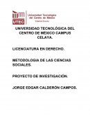 METODOLOGIA DE LAS CIENCIAS SOCIALES. PROYECTO DE INVESTIGACIÓN.