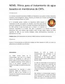 Nems: Filtros para el tratamiento de agua basados en membranas de CNTs