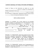 CONTRATO INDIVIDUAL DE TRABAJO POR OBRA DETERMINADA