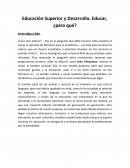 Educación Superior y Desarrollo. Educar, ¿para qué?