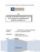 Sistema de gestión en seguridad y salud en el trabajo