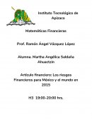 Artículo financiero: Los riesgos Financieros para México y el mundo en 2015