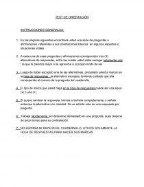 TEST DE ORIENTACIÓN INSTRUCCIONES GENERALES. Página 1